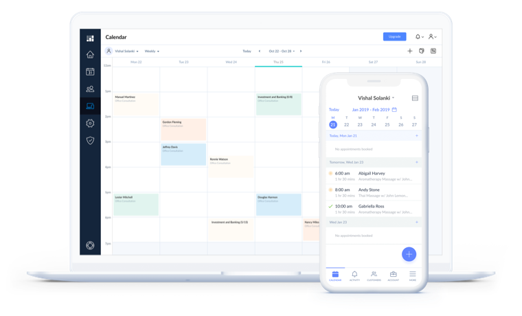 B4S calendar open on mobile and laptop devices